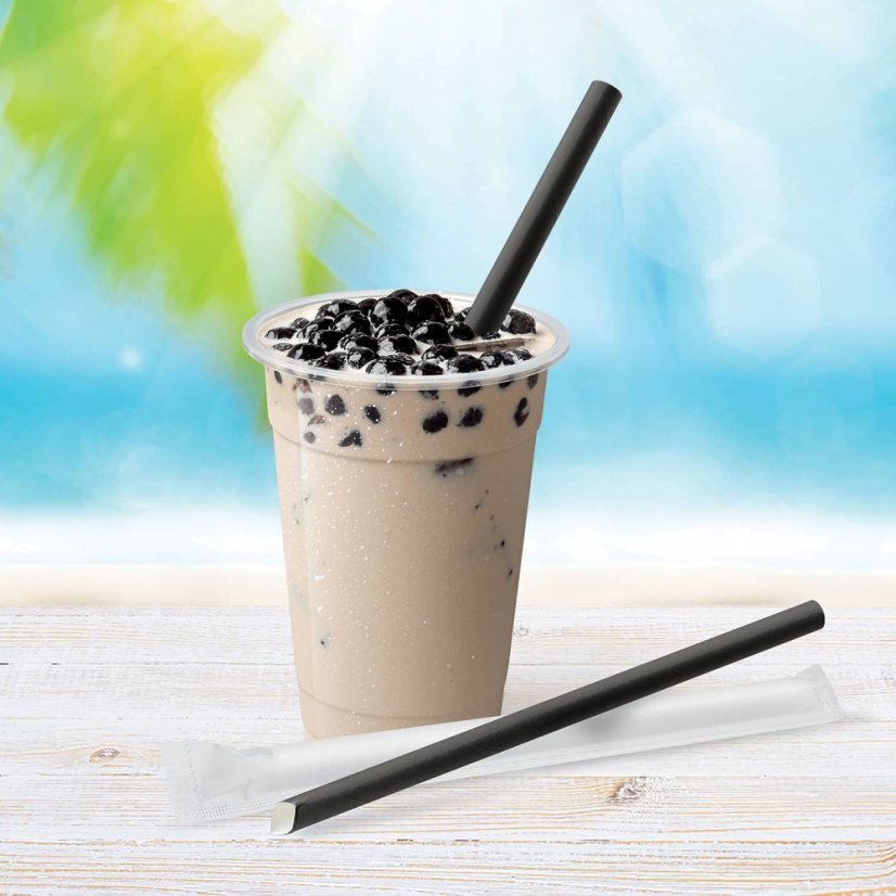 slamka papirova bubble tea cerna 12mmx21 cm jednotlive balena pouziti zabalmeto cz