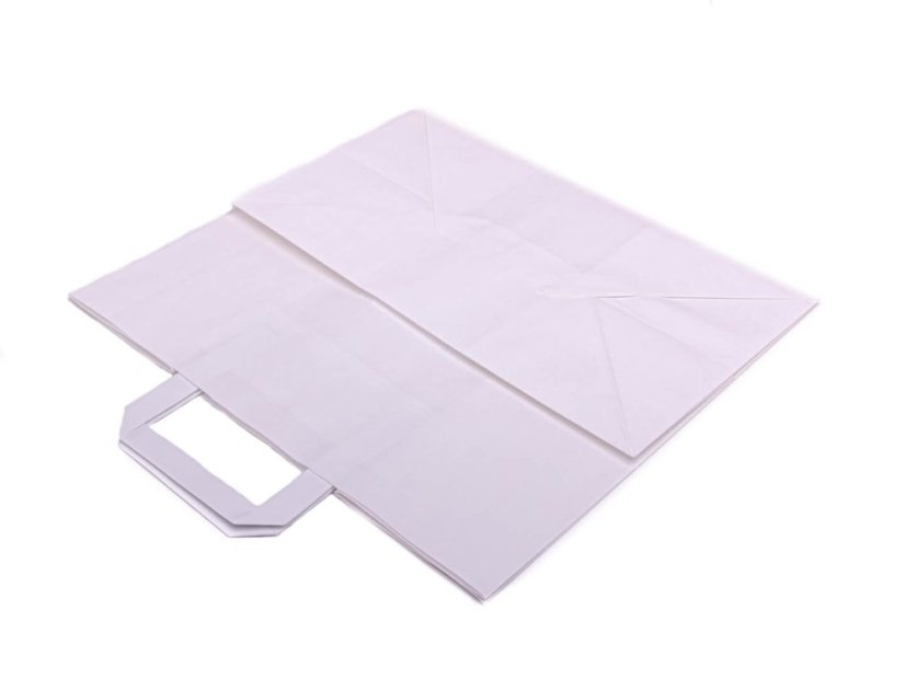 papirova taska bila 27x16x29 cm slozena