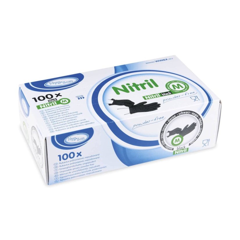 rukavice nitril nepudrovana cerna m baleni
