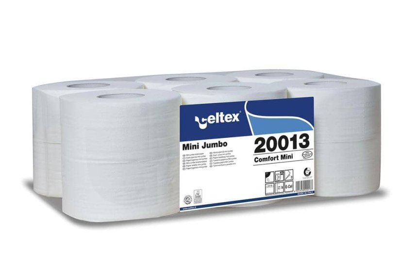 toaletni papir mini jumbo celtex comfort 2 vrstvy 12 ks