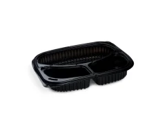 Menu mísa do mikrovlnky PP ECONOMY 3dílná černá 240×210 mm 1000 ml 100 ks