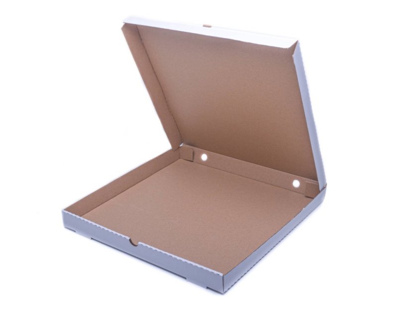 pizza krabice bilo hneda 30x30x3 5 cm otevrena